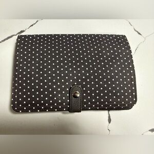 New 31 cross body / clutch wallet bag polka dot and teal pattern.